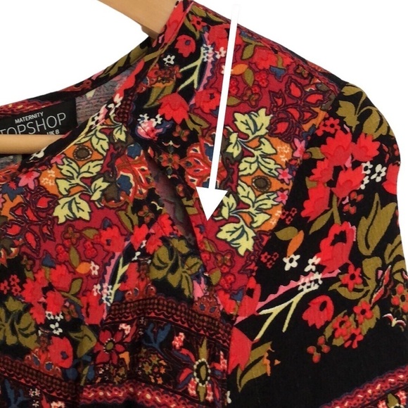 Topshop Maternity & postpartum colourful  boho dress. Size 4. Red orang floral - Picture 5 of 11